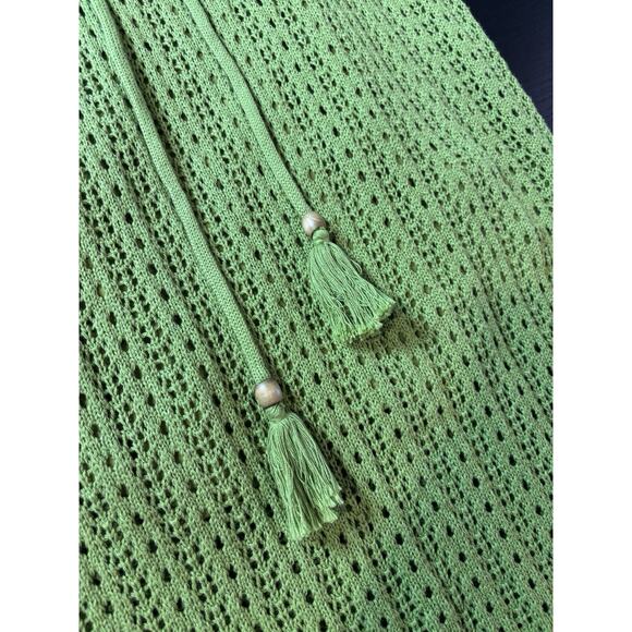 C&C California Knit Crochet Dress Green Size Medium Lined Bell Sleeves - Picture 10 of 14